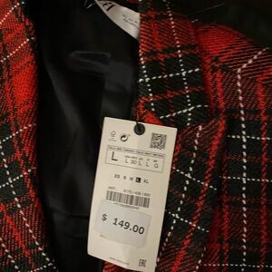 Red and Black blazer jacket size Large original store price $149 brand new